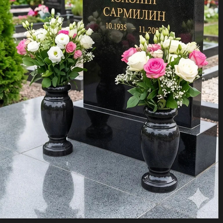 Гранитные вазы для цветов на участке в Челябинске