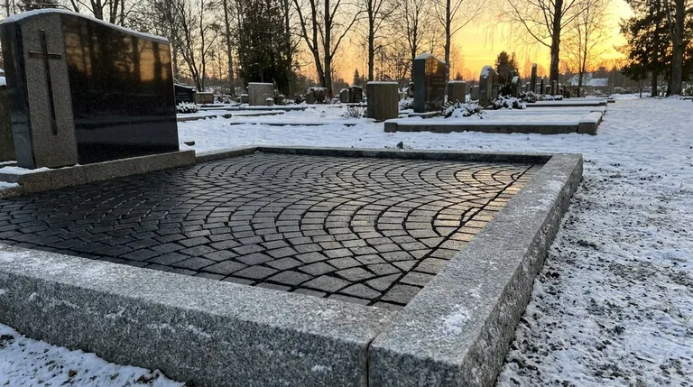 Гранитная брусчатка на могильном участке, образец ПМ005 в Челябинске