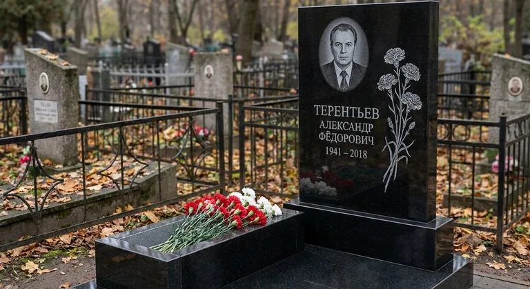Памятник с гравировкой гвоздик — выполненная работа «Терентьев» в Челябинске
