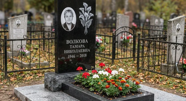 Памятник с гравировкой калл — выполненная работа «Волкова» в Челябинске