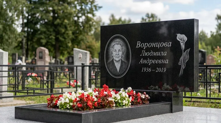 Памятник с гравировкой калл — выполненная работа «Воронцова» в Челябинске