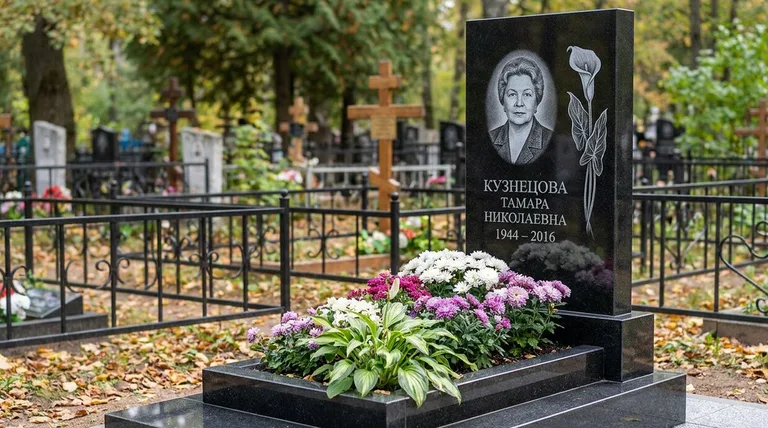 Памятник с гравировкой калл — выполненная работа «Кузнецова» в Челябинске