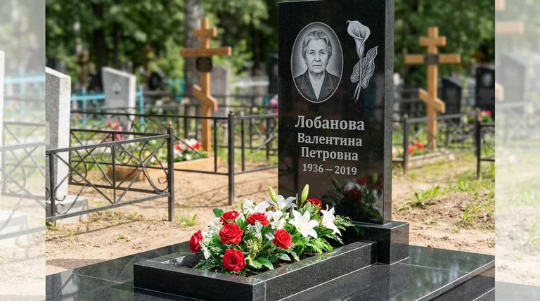 Памятник с гравировкой калл — выполненная работа «Лобанова» в Челябинске