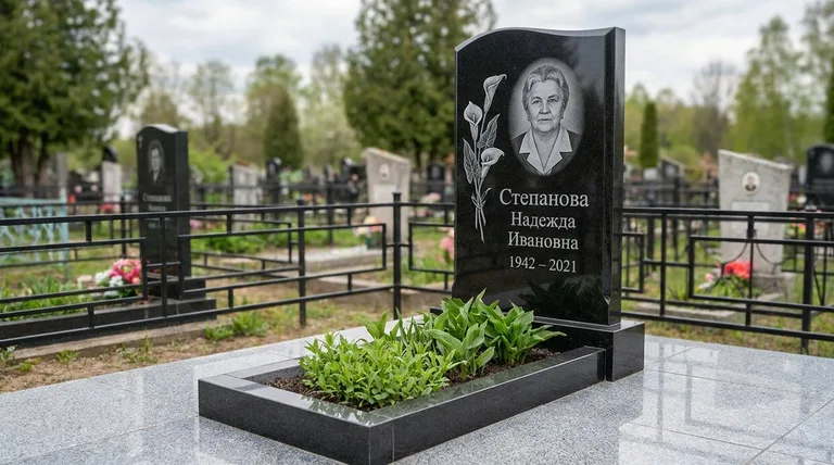 Памятник с гравировкой калл — выполненная работа «Степанова» в Челябинске