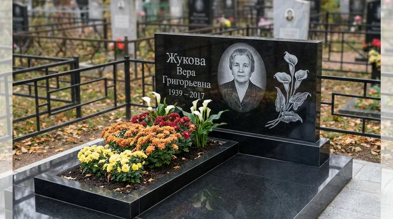 Памятник с гравировкой калл — выполненная работа «Жукова» в Челябинске