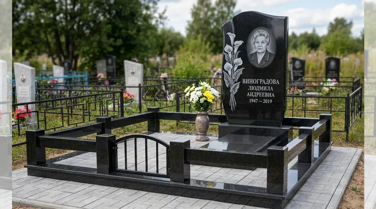 Памятник с гравировкой калл — выполненная работа «Виноградова» в Челябинске