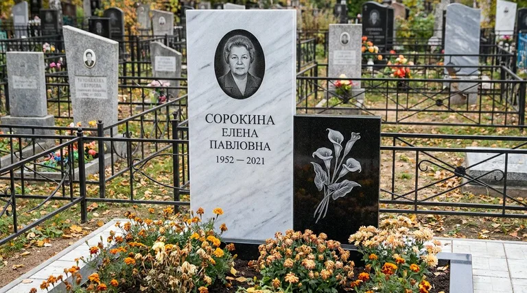 Памятник с гравировкой калл — выполненная работа «Сорокина» в Челябинске