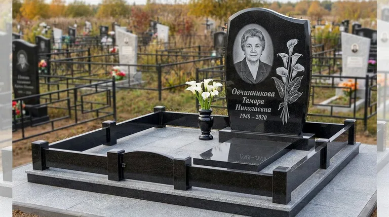 Памятник с гравировкой калл — выполненная работа «Овчинникова» в Челябинске
