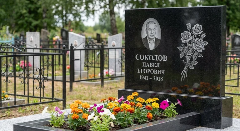 Гравировка роз на памятник в Челябинске — пример работы на граните