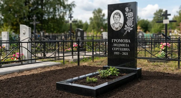 Памятник с гравировкой роз — выполненная работа «Громова» в Челябинске