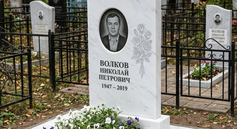 Памятник с гравировкой роз — выполненная работа «Волков» в Челябинске