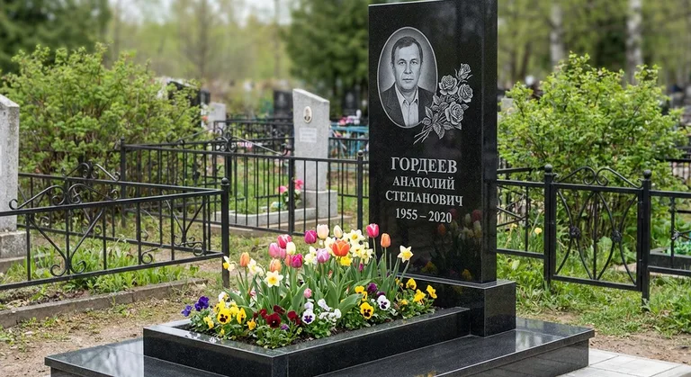 Памятник с гравировкой роз — выполненная работа «Гордеев» в Челябинске