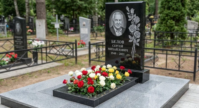 Гравировка цветов на памятник в Челябинске — розы на граните