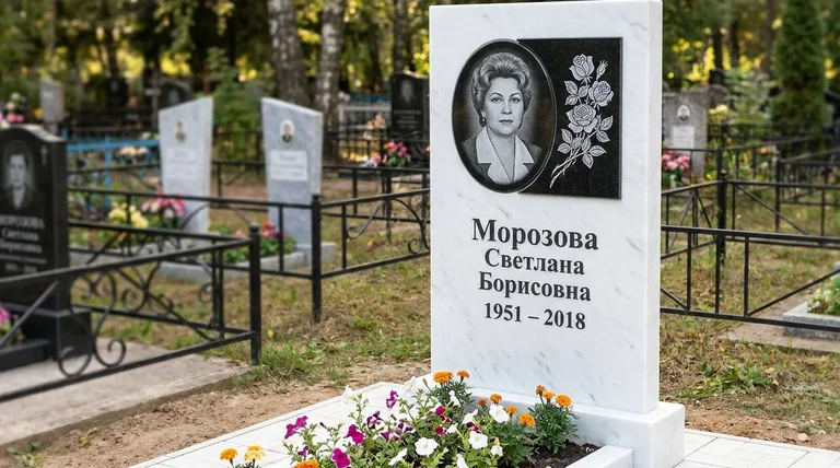 Памятник с гравировкой роз — выполненная работа «Морозова» в Челябинске