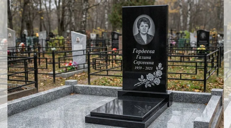 Памятник с гравировкой роз — выполненная работа «Гордеева» в Челябинске