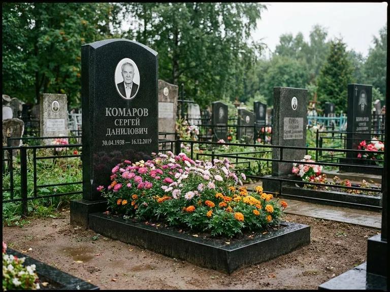 Портрет на керамике — семейный памятник в Челябинске