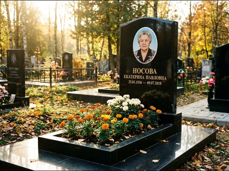 Керамический портрет мужчины на чёрном граните в Челябинске