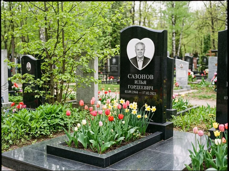 Цветной керамический портрет на памятнике в Челябинске