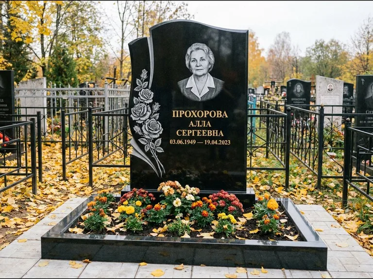 Гравировка портрета на чёрном граните — выполненная работа 20 в Челябинске