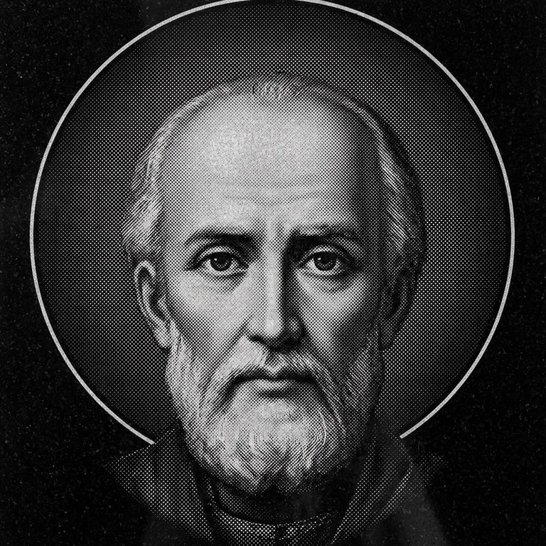 Эскиз иконы: Николай Чудотворец (полутон) — объёмный лик святителя, гравировка на памятник в Челябинске