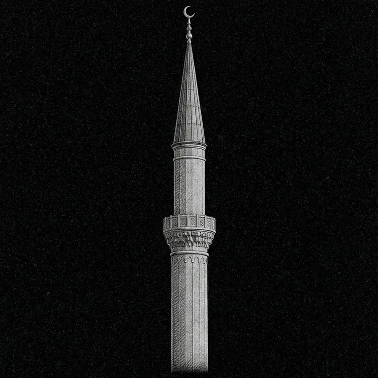 Эскиз: Минарет (фотореализм) — одиночный минарет с полумесяцем в Челябинске