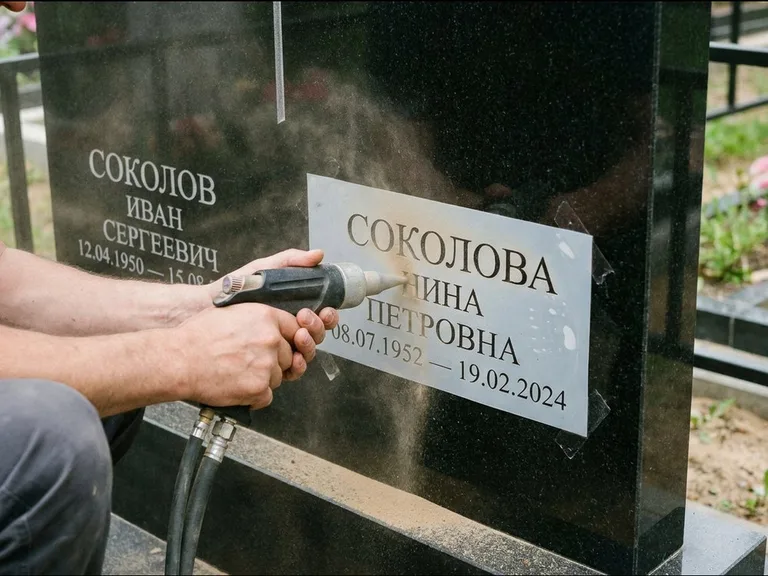 Догравировка ФИО и дат — гравировка с выездом на кладбище в Челябинске