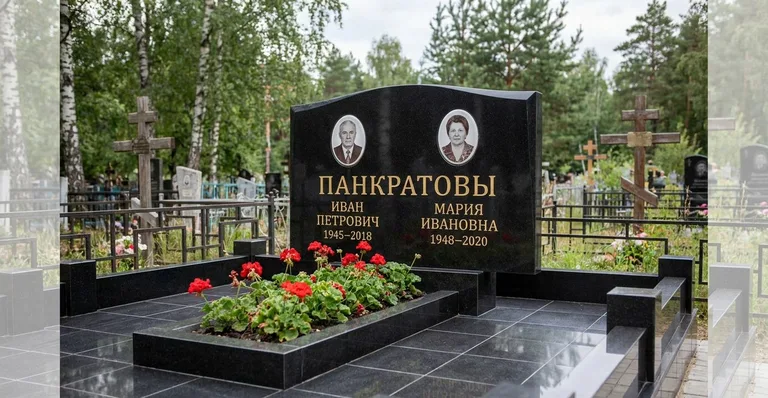 Памятник с цветником, Памятники мастерской «Мастер Каменев» на кладбищах Казани