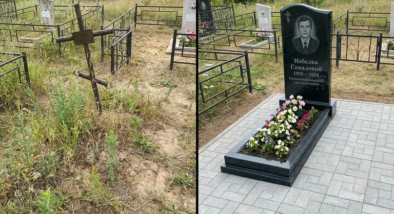 Памятник под ключ: запущенная могила до и ухоженный мемориал после в Челябинске
