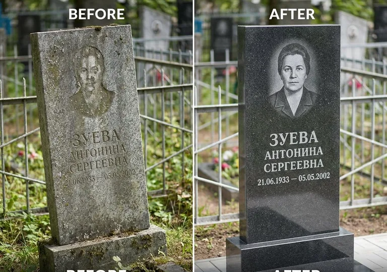 Восстановление сколов кромки гранита: до и после в Челябинске
