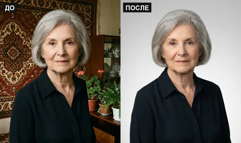 Ретушь фото на памятник — замена фона: до и после в Челябинске
