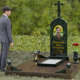 Православный комбинированный памятник с крестом - П094