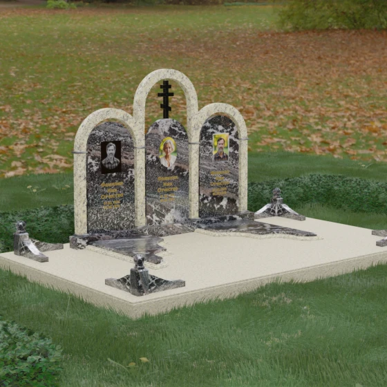 Мемориальный комплекс с тремя арками, гранит амфиболит, вид 5