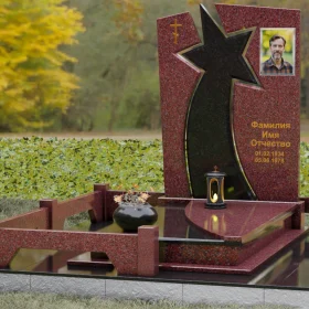 Православный вертикальный комбинированный памятник - П183