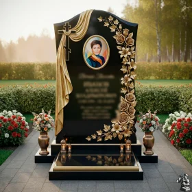 Элитный православный гранитный памятник с крестом - ПН142