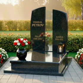 Элитный католический памятник со стеклом – ПН237