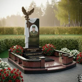 Гранитный православный памятник с крестом - ПН406