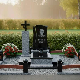 Элитный православный гранитный или мраморный памятник со стеклом - ПН428