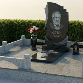 Гранитный мемориальный комплекс с православным крестом - ПН463