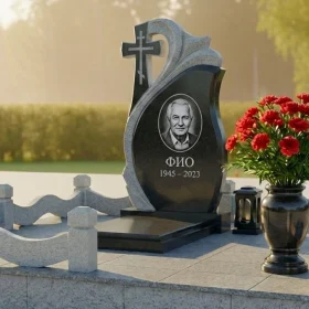 Элитный православный гранитный памятник с крестом - ПН478