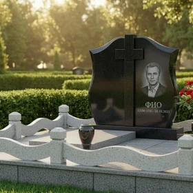 Православный гранитный памятник с крестом для одного - ПН490