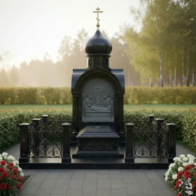 Гранитный вертикальный памятник для православных ПН531