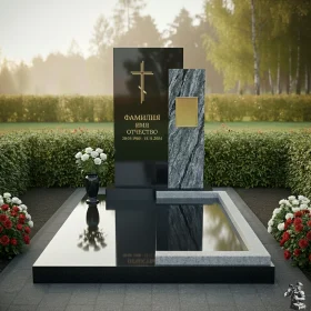 Православный комбинированный вертикальный памятник - ПН577