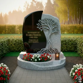 Гранитный вертикальный памятник светского стиля - ПН614