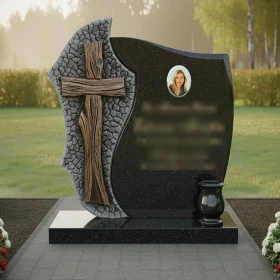 Комбинированный православный вертикальный памятник - ПН624