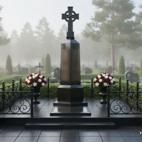 Гранитный вертикальный памятник для одного - ПН677