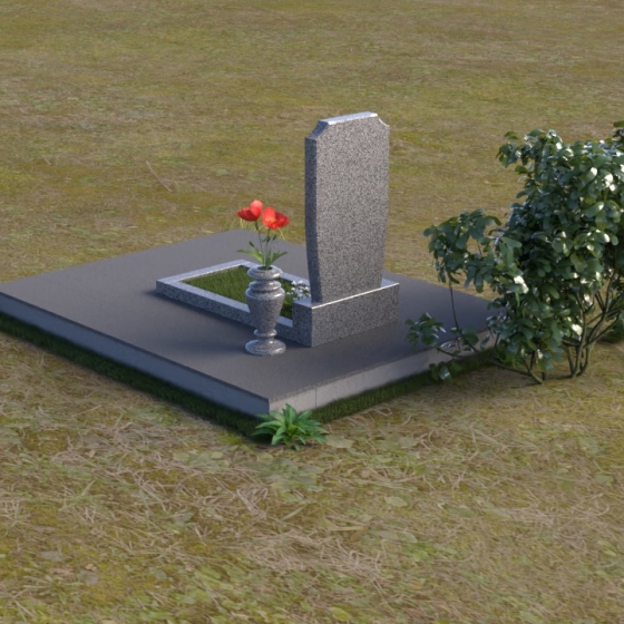 Вертикальный гранитный памятник со скругленными углами, гранит Мансуровский, вид 4
