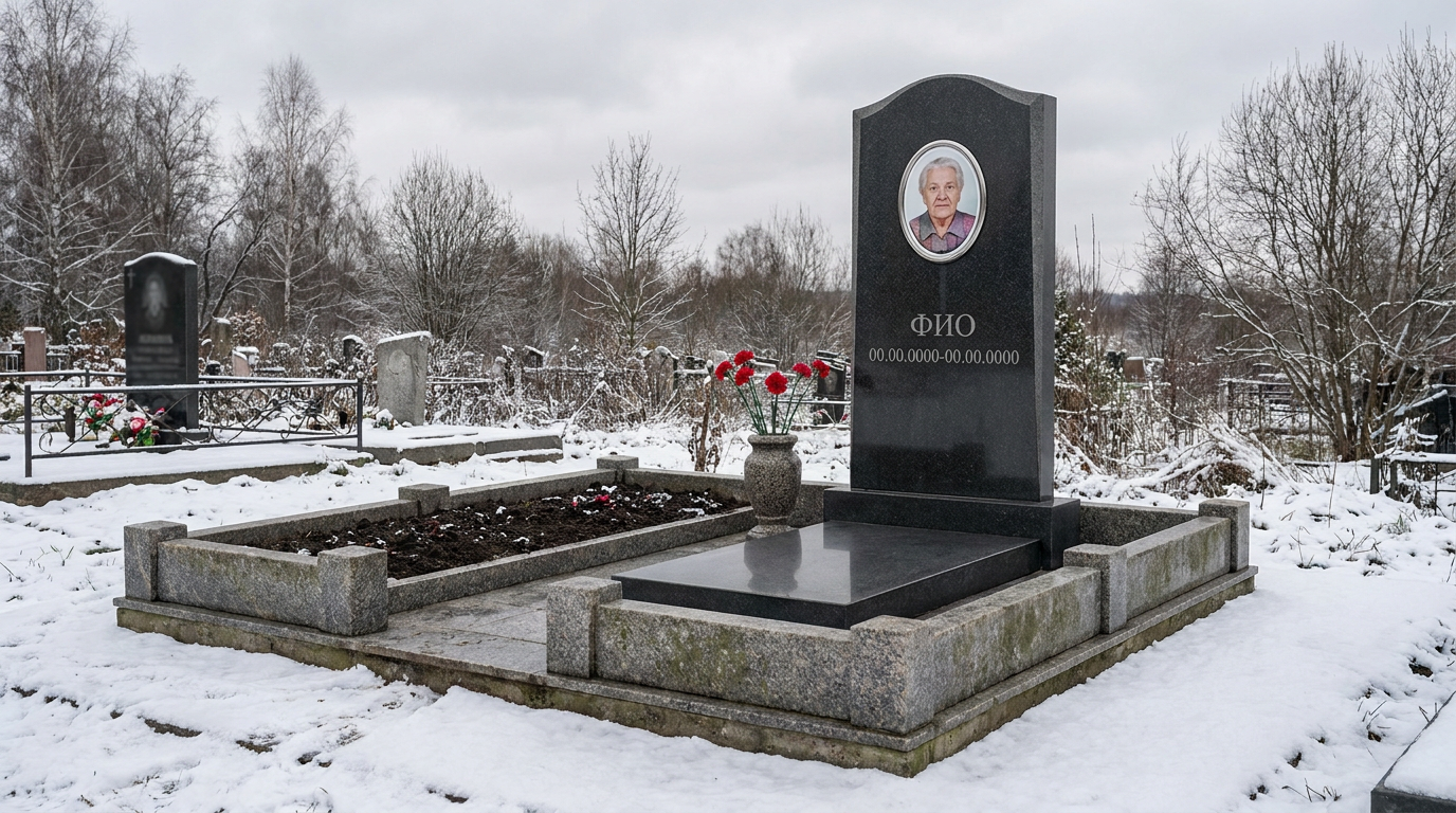 Пример дизайна: Базальтовый памятник вертикальный с полированной поверхностью
