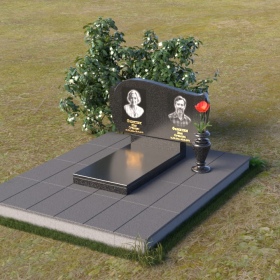 Памятник горизонтальный из гранита с закругленными углами - ПГ098