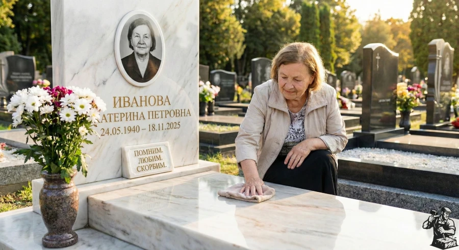 zhenshchina-protiraet-svoe-mramornoe-nadgrobie