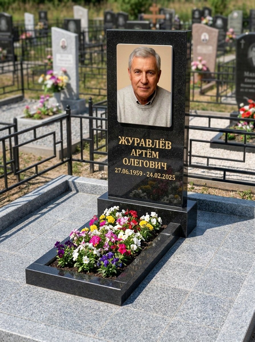 Портрет на памятнике в Челябинске — Выцветшее фото восстановили — керамогранит 180×240 мм